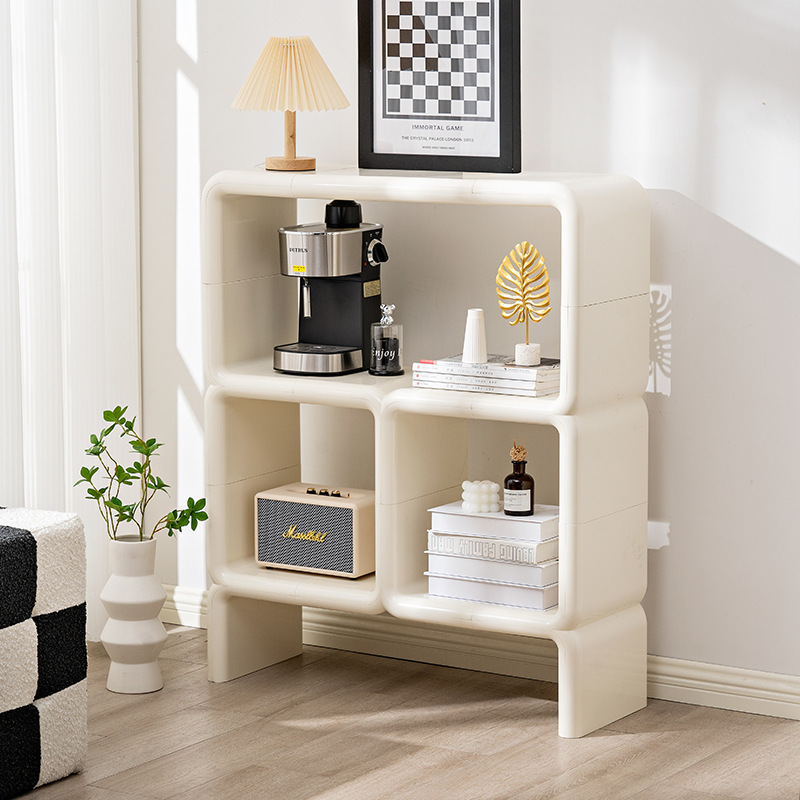Modern Minimalist Storage Bookshelf Cabinet Vintage Storage Rack Trendy Home Splicing Display Rack Cream Style Storage Cabinet