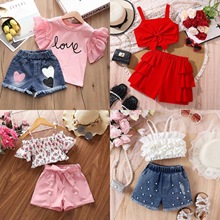 Summer outfit set for girls and babiesŮͯ���b���bŮ���ɼ���