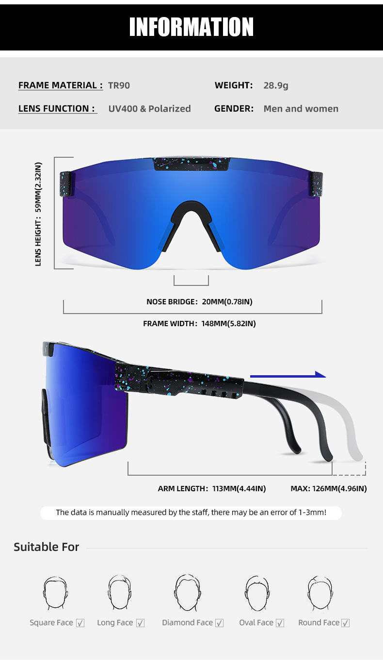 Casual Gradient Color PC UV400 Protection Biker Frameless Sports frame Sunglasses display picture 3