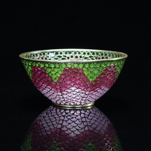 Traditional Intangible Cultural Heritage Chinese Craft Gift Cloisonné Transparent Blue 3inch Round Edge Bowl
