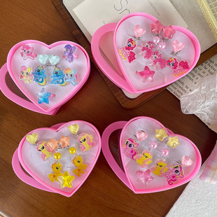 Pony Polly Children's Earrings Without Ear Holes Little Girl's Colorful Cartoon Pendant Ear Clip Girl's Baby's All-match Jewelry