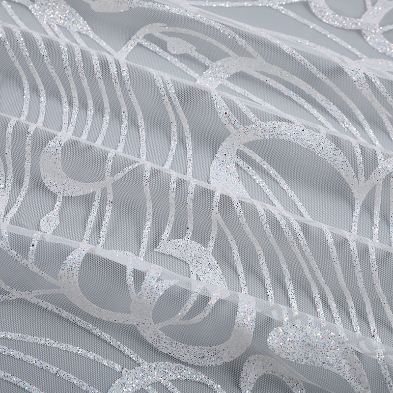 厂家批发直销 中硬网幻彩纯白洒金网布闪亮现代婚纱礼服网纱面料