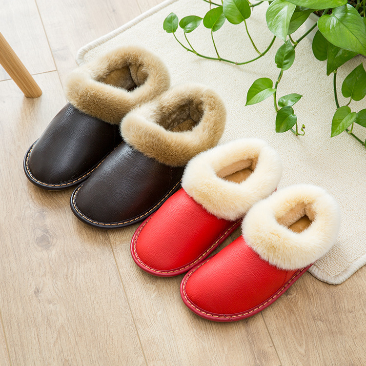 Zhou Jie Workshop Winter Gift Cotton Shoes Fleece-lined Home Comfortable Cotton Shoes Non-slip Beef Sole Thickened Warm Leather Cotton Shoes