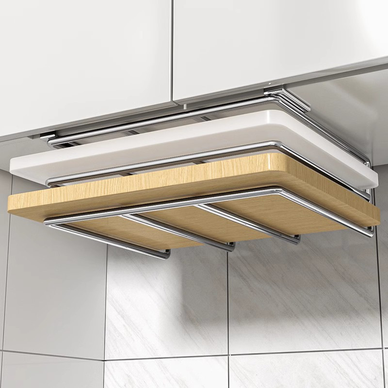Cocina de acero inoxidable estante de almacenamiento montado en la pared gabinete colgante tabla de cortar tapa de la olla estante de almacenamiento de plástico estante de almacenamiento
