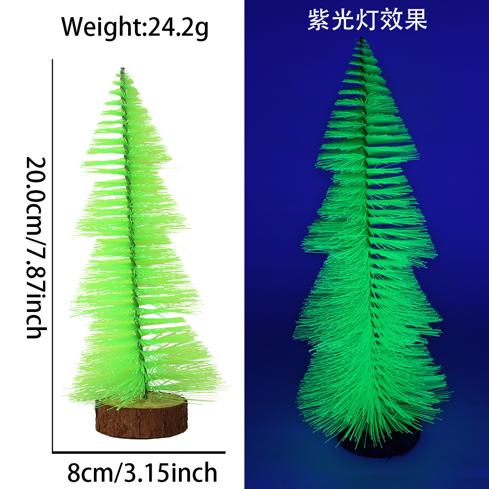 Decoración de escritorio de árbol de Navidad mini color tazo de Navidad ventana decoración micro paisaje PVC pino fluorescente