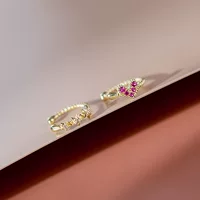 14K золото уха клип женщин INS стиль звезды красный в форме сердца инкрустированные серьги 1423045 1423044