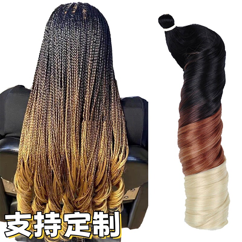 Women's High-Temperature Silk Curly Crochet Long Hair Wig Tube Curly Hair Extensions Braids French Curlycurly Hair