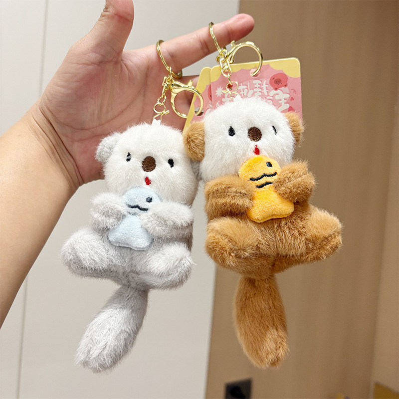 Internet Celebrant Cute Fish Otter Pendant Plush Toy Doll Wholesale Bag Pendant Doll Keychain Doll