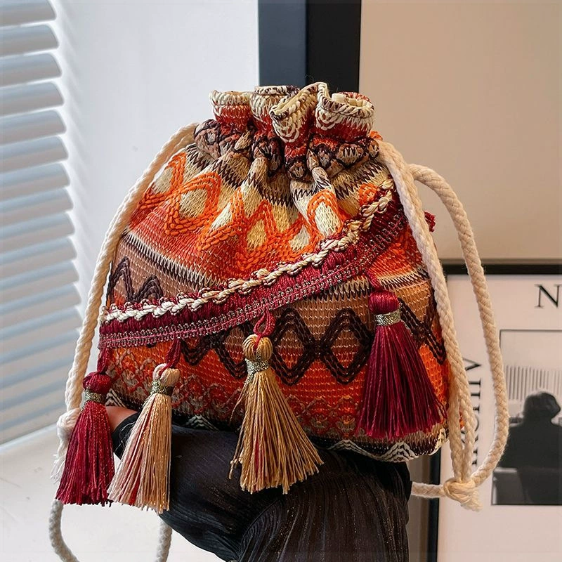 Brand ethnic one-shoulder bag, shoulder bag, handmade, internet celebrity