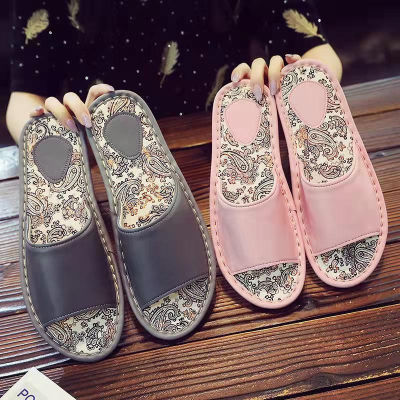 Haining Pure Cowhide Slippers for Home Summer Men's Wooden Floor Indoor Non-Slip Genuine Leather Home Women's Slippers