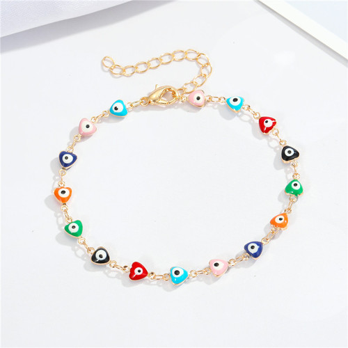 European and American cross-border new jewelry personalized colorful irregular shape anklet peach heart round drop-shaped foot ornaments