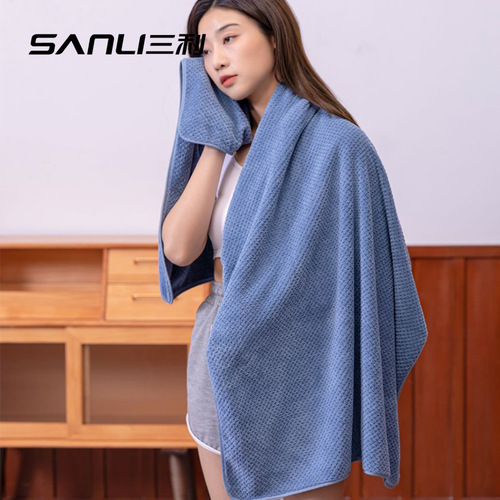 [New Honeycomb Bath Towel] Sanli Towel Coral Velvet Bath Towel 90*170 Extra Thickened Bath Towel Adult Bath Towel