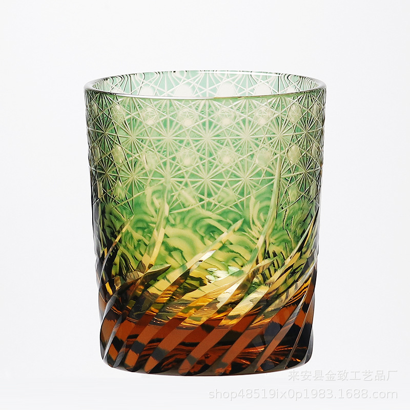 Taza de cristal Edo Kiriko, taza de whisky hecha a mano, taza de vino tinto, taza de vino extranjero de alta gama, taza de vidrio para el hogar, caja de regalo