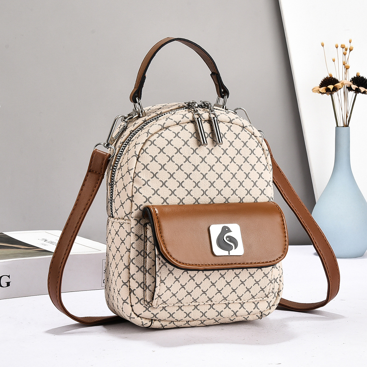 Mochila de mujer cuadrada, mochila de moda casual, mochila práctica, bolsas transfronterizas
