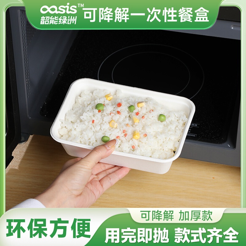 Shao Green Factory Wholesale Sugarcane Pulp Disposable Environmental Protection Tableware 750ml Square Box Degradable Compostable