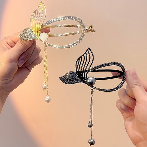 New fishtail twist hairpin hairpin on the back of the head high-end tassel headwear female grabber ancient style mother hairpin