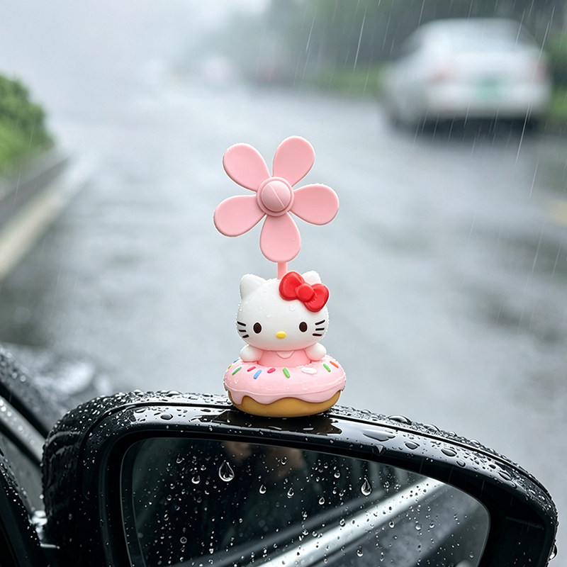 Cartoon donut KT cat windmill car ornament electric car interior decoration car hanging accessory