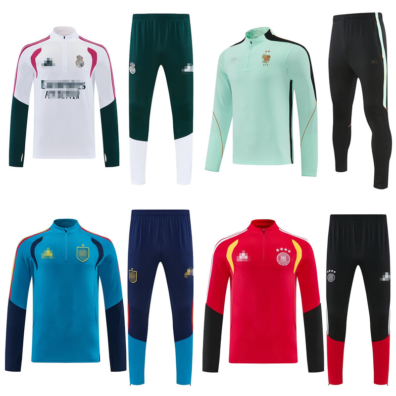 Cross-Border Wholesale 2627 National Team Half-Zip Long-Sleeve Set Paris Saint-Germain Barcelona Football Jersey Training and Match Uniform