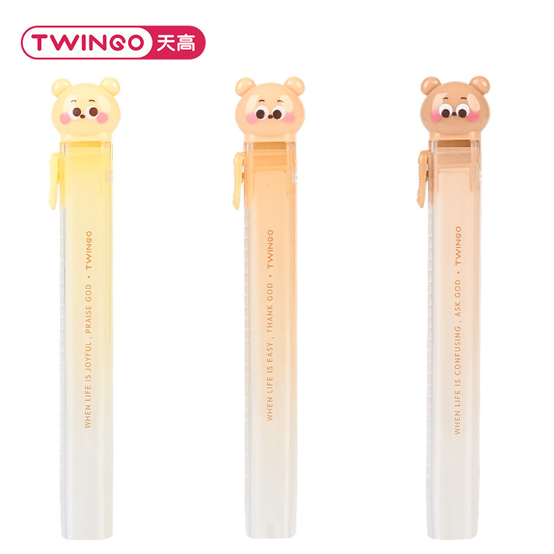 Cartoon Cookie Bear Eraser Pull Eraser Limpie limpio con poco residuos de núcleo intercambiable para materiales de estudio Eraser