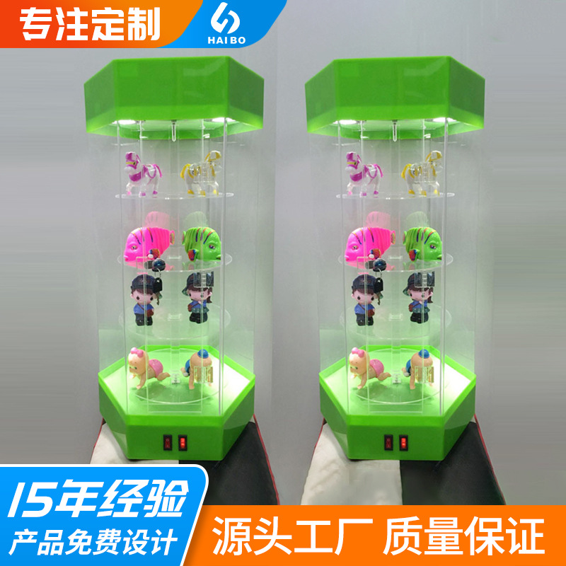 亚克力展示柜六边形旋转产品手办周边展示柜LED发光展示柜灯箱