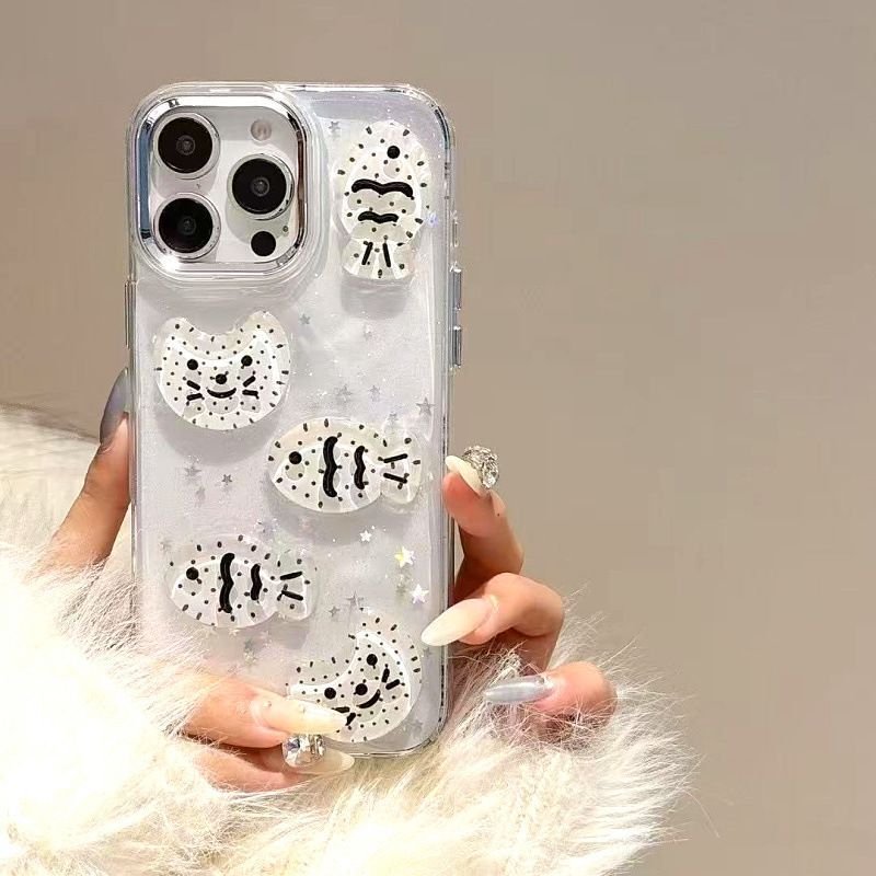 Japanese and Korean Style Suitable for Xiaomi 15Pro Mobile Phone Case Cat Fish Red Rice 13 Stereo Star K80 Glitter Glue Case Japanese and Korean Style Suitable for Xiaomi 15Pro Mobile Phone Case Cat Fish Red Rice 13 Stereo Star K80 Glitter Glue Case