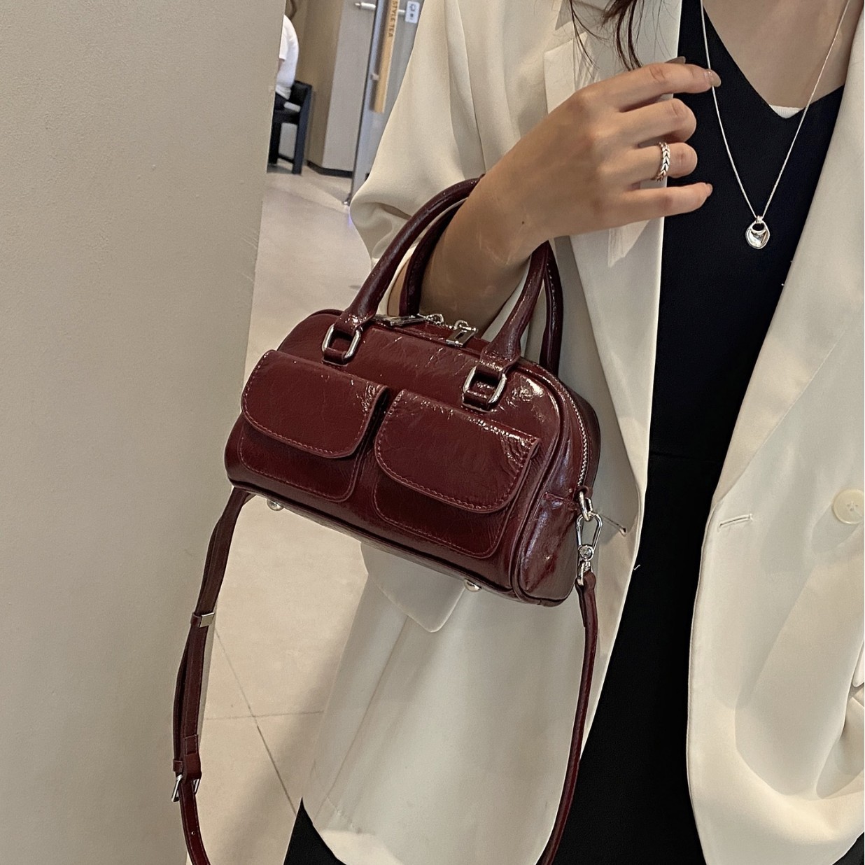 925银手提包吊坠项链轻奢高级感个性2025年长款毛衣链饰品