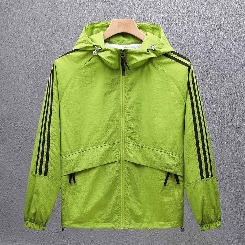 Chaqueta ultrafina de comercio exterior transpirable al aire libre de tres barras ropa de protección solar para hombres ciclismo deportivo cortavientos de secado rápido chaqueta con capucha para hombres image 10