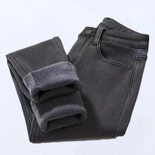 加绒加厚牛仔长裤女2023春秋冬新款韩版显瘦高腰修身弹力小脚裤子