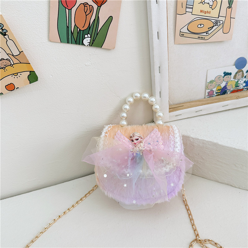 El Comercio exterior transfronterizo popular de la felpa del bolso de los niños de moda de encaje arco monedero lindo Occidental Princesa bolsa de mensajero