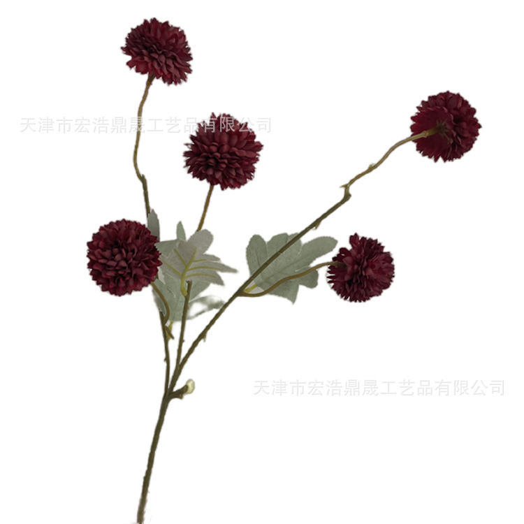 Nueva simulación de 5 cabezas de cebolla verde bola 5 cabezazo crisantemo boda auditorio fondo decoración suave arreglo floral mesa flor botella flor colocación