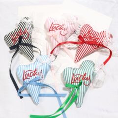 リボンラブアクセサリーインストライプレースリボン綿充填ラブ衣類バッグお土産アクセサリー