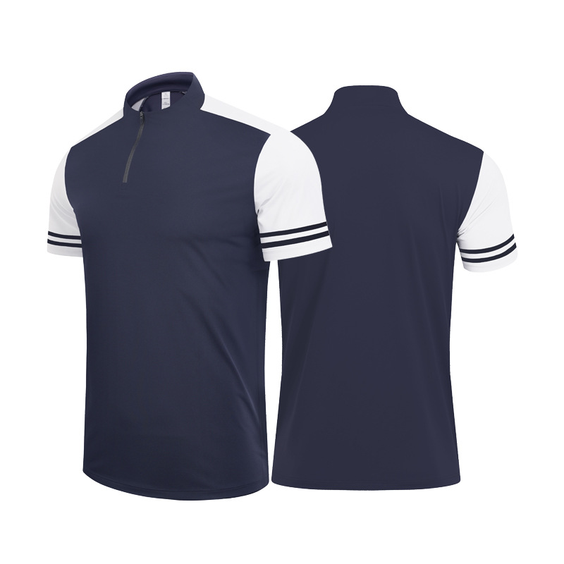 Hombres y mujeres deportes media cremallera ropa de secado rápido negocio casual stand collar Polo manga corta tenis Golf fitness correr ropa