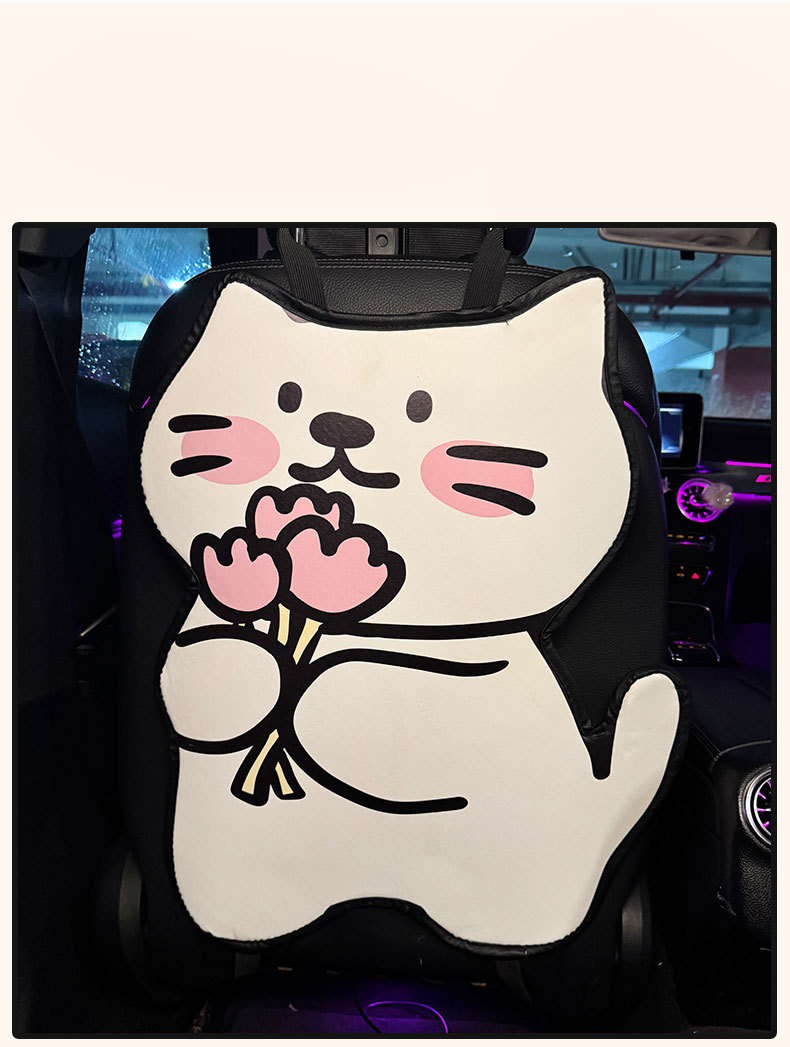 Long White Kitten Car Anti-Kick Pad Universal Rear Seat Back Anti-Dirty Protective Pad Car Rear Protective Pad