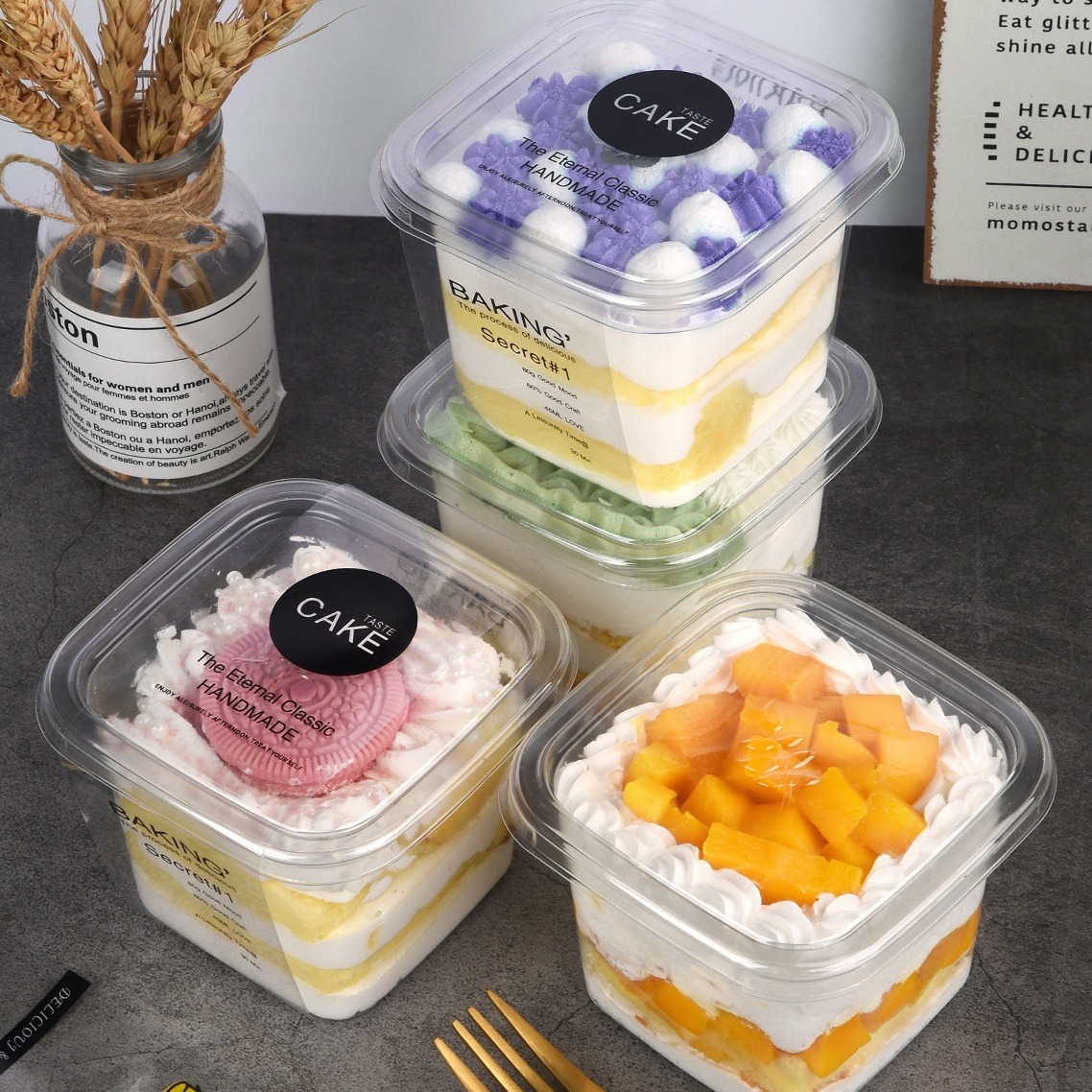 网红木糠杯慕斯豆乳蛋糕盒水果捞打包盒提拉米苏千层慕斯甜品盒