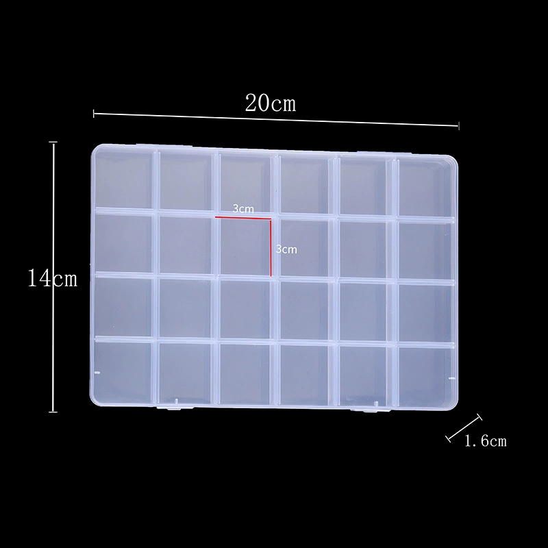 Plastic Storage Box, 24/28-cell Organizer, clear plastic compartments, multiple sizes (19×13 cm)