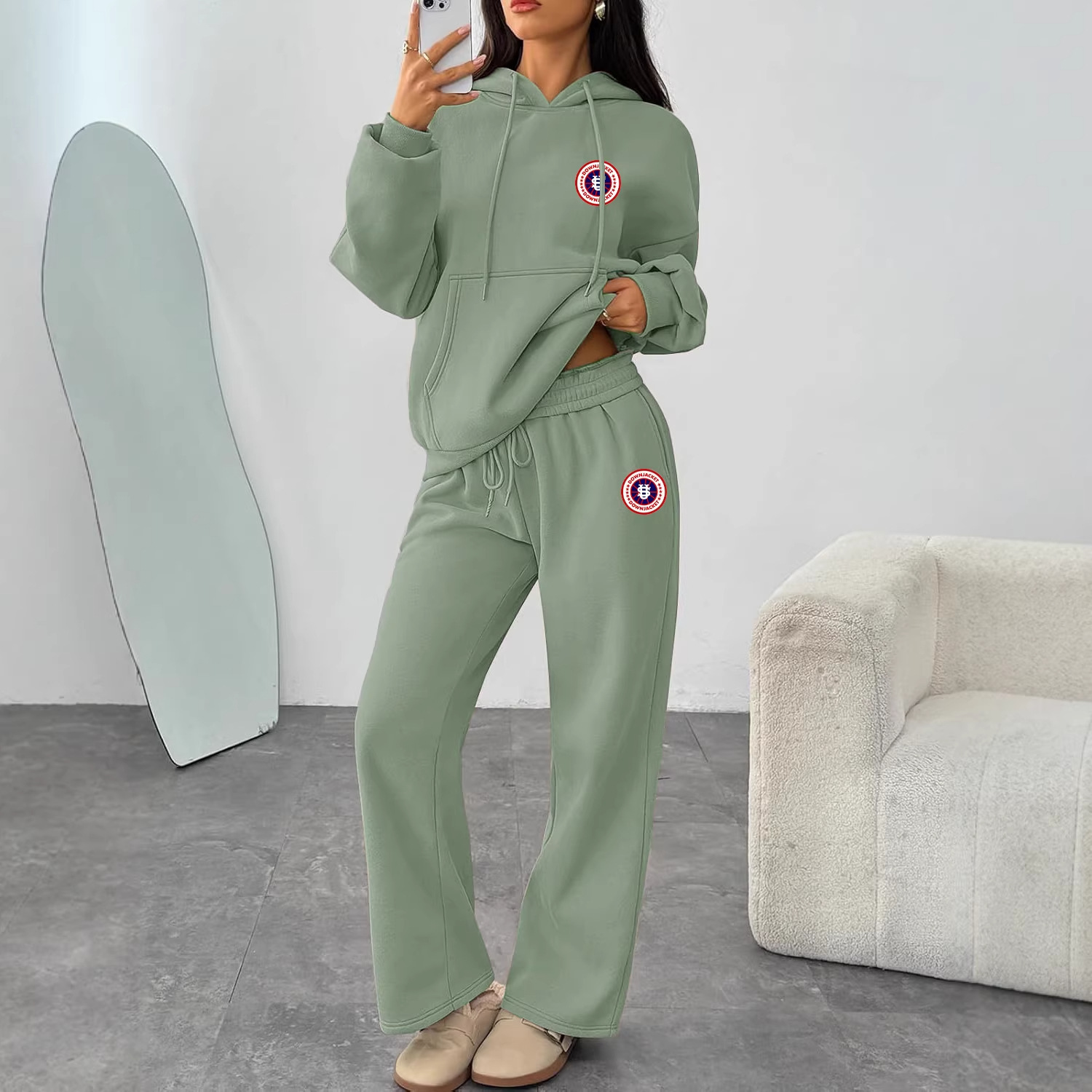 Trendy Letter Print Hoodie & Wide-Leg Pants Set – Unisex Streetwear Loungewear Relaxed Wide-Leg Fit_ecoleips.com