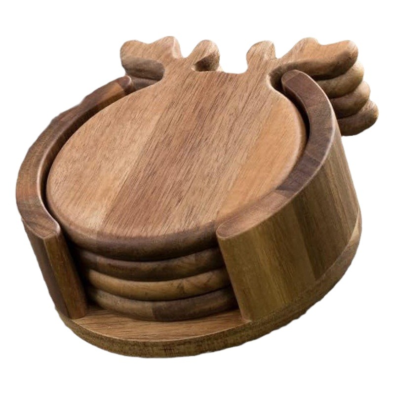 Transfronteriza nueva Navidad Antler Coaster cafetería bebidas postre mantel de escritorio de madera maciza tazón plato de aislamiento estera Montaña Rusa