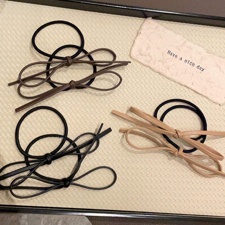Fascia per capelli con fiocco a farfalla semplice in stile coreano, elastica alta per donna, con testa a palla, in gomma, per capelli, coda di cavallo, artefatto_voghion.com