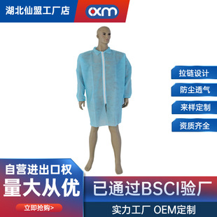 Disposable Pp/Sms/Pp+Pe Non-Woven Dust-Proof Coat with Zipper Isolation Gown to Visit Overalls to Protect