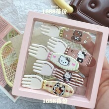秋冬新款奶咖kitty猫勺子叉子发夹可爱搞怪趣味鸭嘴夹儿童碎发夹