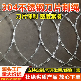 防盗刀片刺绳热镀锌刺丝滚笼铁蒺藜边境监狱围墙防锈刀片刺网钢丝