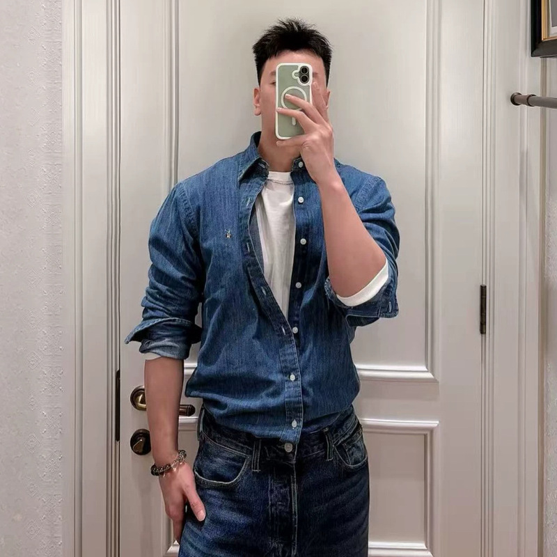 Scan the Qr Code to Get Ralph Lauren Embroidered Pony Denim Shirt, Classic Long-Sleeve Simple Fashion Top, Casual Couple's Wear Scan the Qr Code to Get Ralph Lauren Embroidered Pony Denim Shirt, Classic Long-Sleeve Simple Fashion Top, Casual Couple's Wear