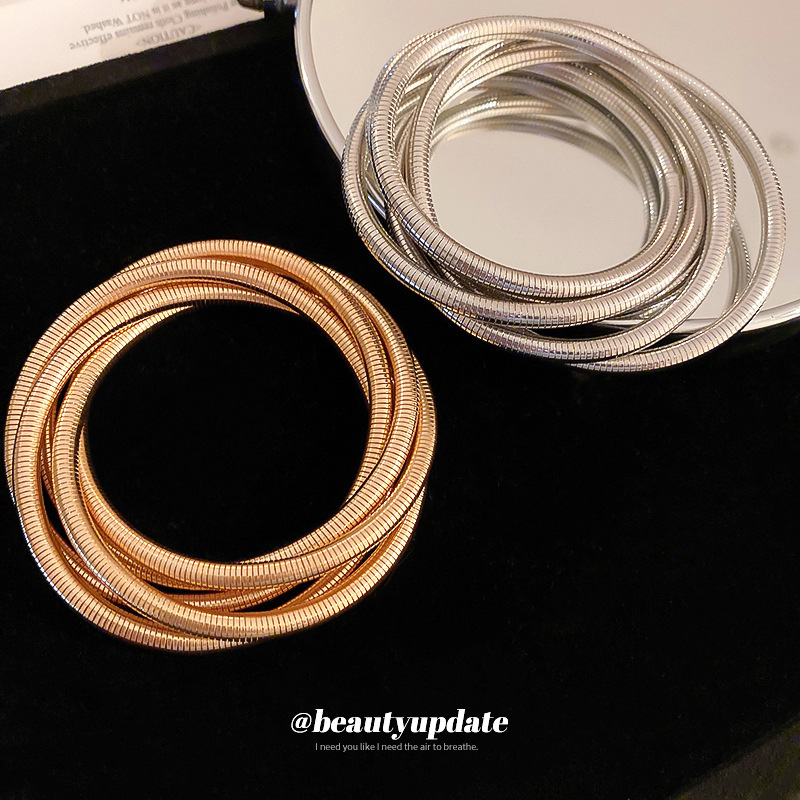 Pulsera elástica de tres capas exagerada retro europea y americana pulsera de diseño creativo personalizada pulsera de lujo ligera de moda para mujeres