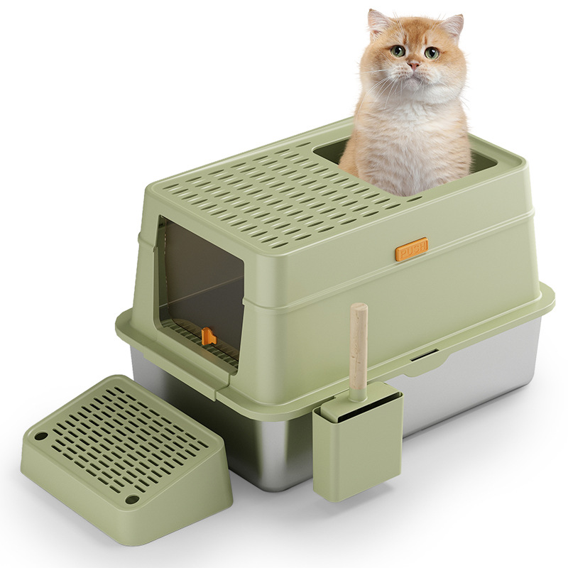 desodorización de acero inoxidable lavabo para gatos desmontable, fácil de limpiar, espesado y anticorrosión transfronterizo inodoro especial para gatos pendiente duradera