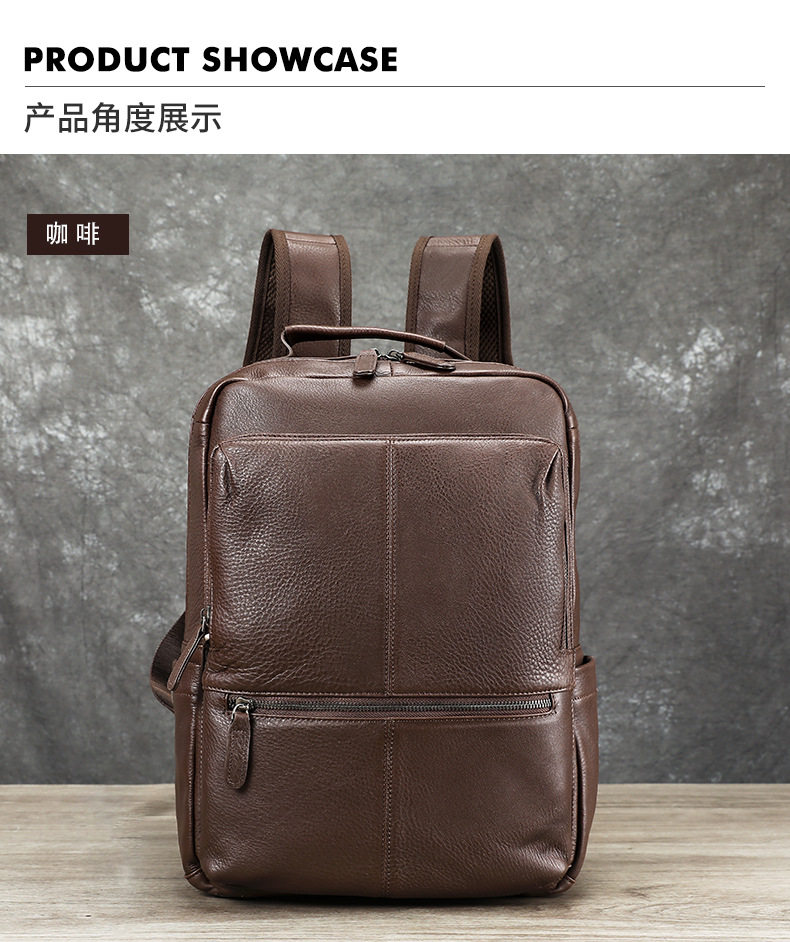 Ba lô nam da bò thật Marunte đựng máy tính 15 inch, 31×17×41 cm — Cà phê đen, nâu, đen chi tiết 20