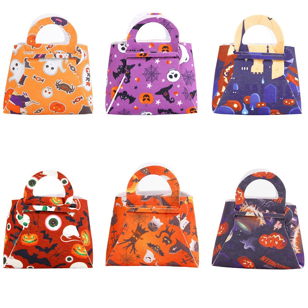 Halloween Candy Bag Holiday Party Decoration Supplies Candy Bag Kidsren's Handmade DIY Ghost Pumpkin Tote Bag