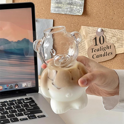 Wholesale Bear Cups from Manufacturer, Instagram Influencer Restaurant Coffee Cups, Cute Cartoon Glass Cups, Creative Water Cups