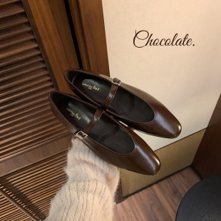 In-Stock French-Style Mary Jane Flats with a Shallow Vamp and Single Strap for Women, Casual Versatile Shoes in Patent Leather