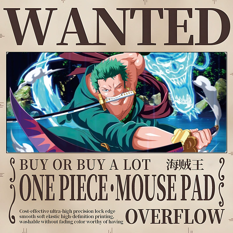Коврик для мыши увеличенный One Piece Luffy коврик для мыши Solong женский аниме двухмерный утолщённый с застёжкой край столовый подкладка