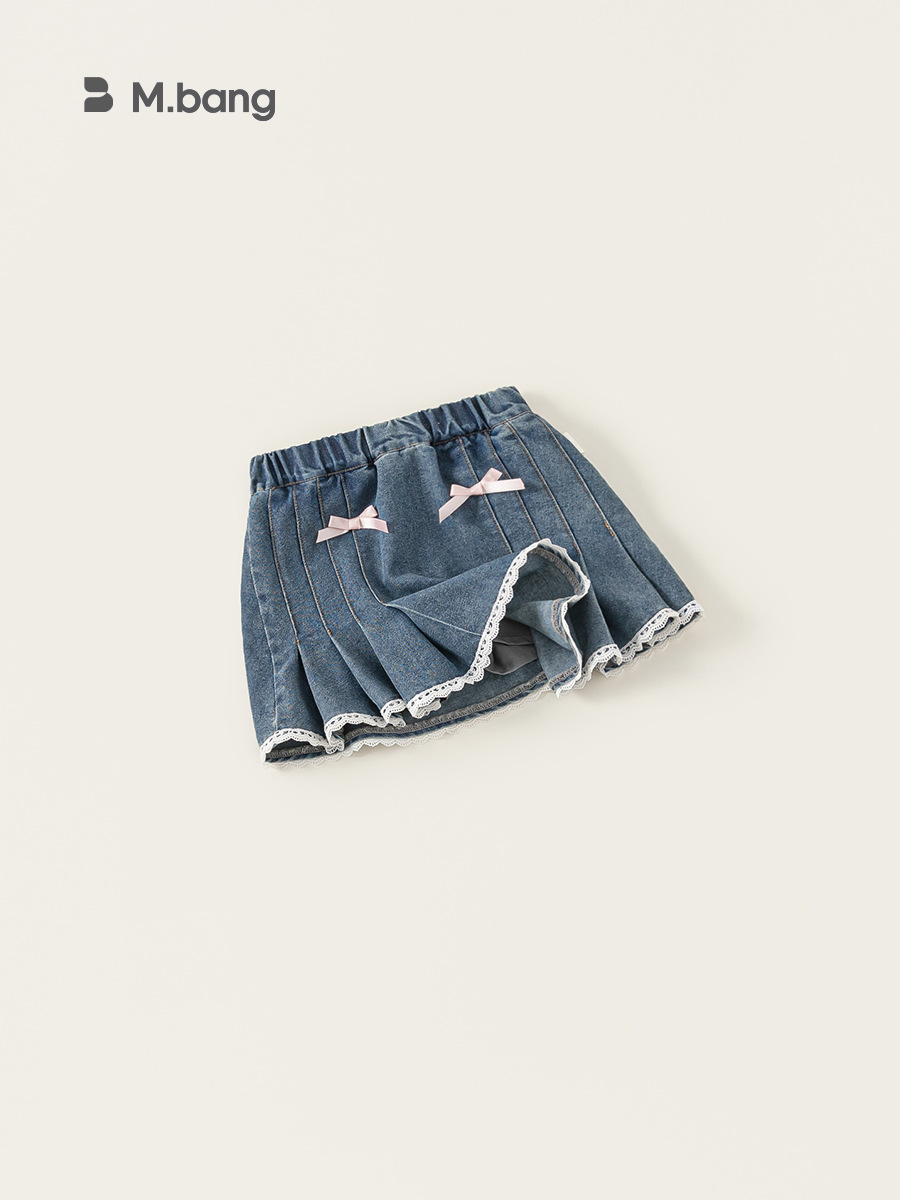 Youbao ropa para niños niñas falda plisada verano nuevo estilo lazo encaje falda corta para niños falda de bebé femenina